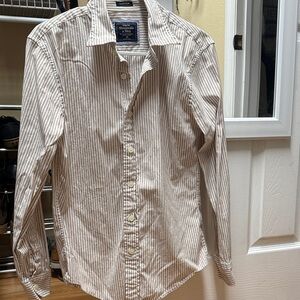 Abercrombie & Fitch Brown and White Striped Shirt